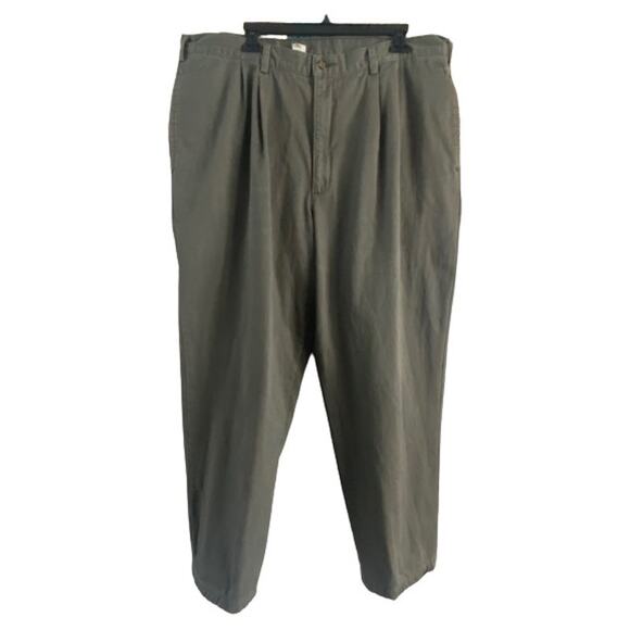 L.L. Bean Warm Double Flannel Layered Green Pleat Front Thermal Pants Sz 42x32‎ - Picture 3 of 10